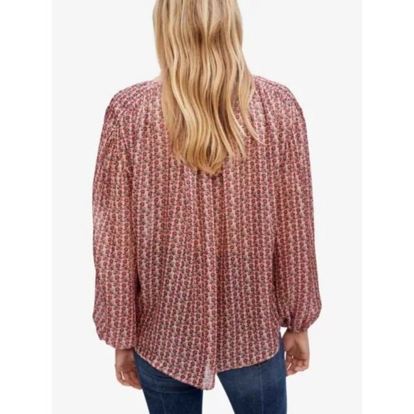 💕MAJE Lolivate Floral-Print Satin Blouse Mini Fleurs Print Size 2 = Medium NWT - Picture 4 of 16